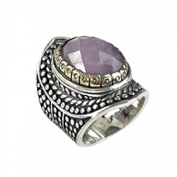Silver and Brass Ring with Semi-Precious Stone