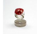 Bague Argent & Zircon rouge milky