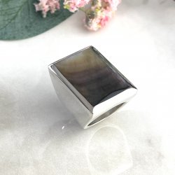 Silver and Grey Mother of pearl Ring