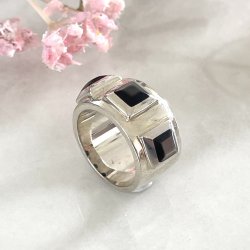 Silver and Grey Mother of Pearl Ring - ARCHIVES COLLECTION