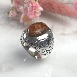 Silver and Orange Mohave Turquoise Ring