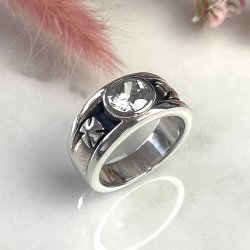 Silver and Zirconia Ring