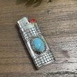 SILVER AND TURQUOISE LIGHTER HOLDER