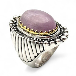 Bague Argent 925 et laiton avec kunzite