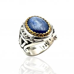 Bague Argent 925 et Laiton avec Pierre Semi-Précieuse - GRANDE TAILLE