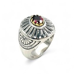 Bague Argent 925 et laiton avec pierres semi-précieuses