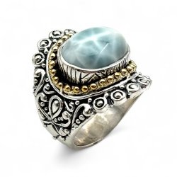 Bague Argent 925 et laiton avec pierres semi-précieuses
