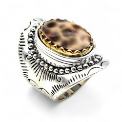 Bague Argent 925 et laiton avec pierres semi-précieuses