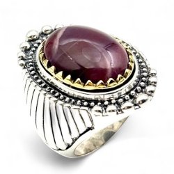 Bague Argent 925 et laiton avec pierres semi-précieuses