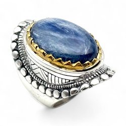 Bague Argent 925 et laiton avec pierres semi-précieuses