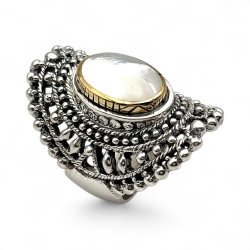 Bague Argent 925 et laiton avec pierres semi-précieuses