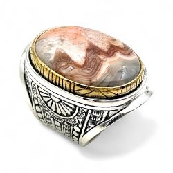 Bague Argent 925 et laiton avec pierres semi-précieuses