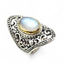 Bague Argent 925 et laiton avec pierres semi-précieuses