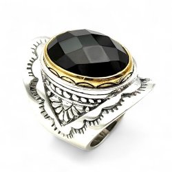 Bague Argent 925 et laiton avec pierres semi-précieuses
