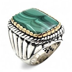 Bague Argent 925 et laiton avec pierres semi-précieuses