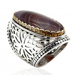 Bague Argent 925 et laiton avec pierres semi-précieuses