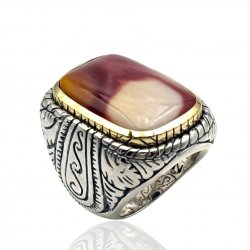 Bague Argent 925 et laiton avec pierres semi-précieuses