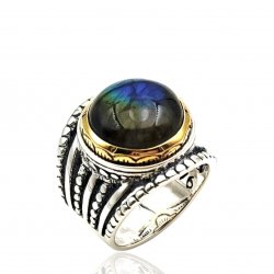Bague Argent 925 et laiton avec pierres semi-précieuses