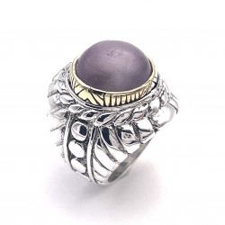 Bague Argent et Laiton avec kunzite