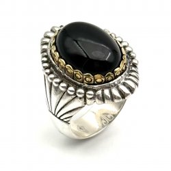 Bague Argent et Laiton avec Onyx