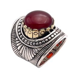 Bague Argent et Laiton avec Pierre semi-précieuse