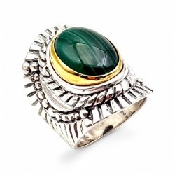 Bague Argent et Laiton avec Pierre semi-précieuse
