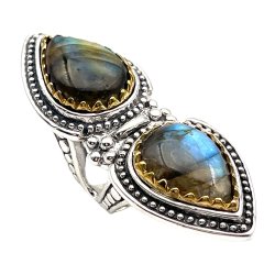 Bague Argent et Laiton avec Pierre Semi-Précieuse