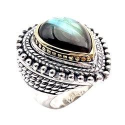 Bague Argent et Laiton avec Pierre Semi-Précieuse