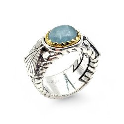 Bague Argent et Laiton avec Pierre Semi-Précieuse
