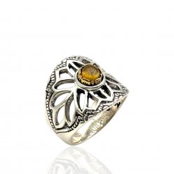 Bague Argent et Laiton avec Pierre Semi-Précieuse
