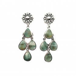 Boucles d'oreilles Argent 925 et coquillage vert