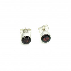 Boucles d'oreilles argent et grenat