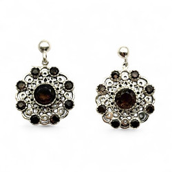 Boucles d'oreilles argent et quartz fumés