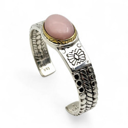 Bracelet Argent et Laiton avec opale rose