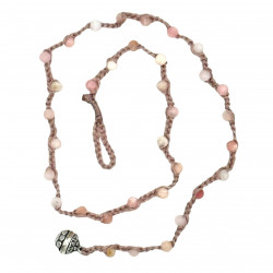 Collier Argent 925 et perles d'opale rose facettées 45cm