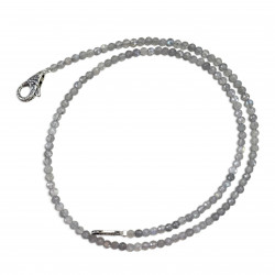 Collier Argent 925 et perles de labradorite facettées 40cm