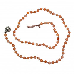 Collier Argent 925 et perles de pierre de sable facettées 45cm