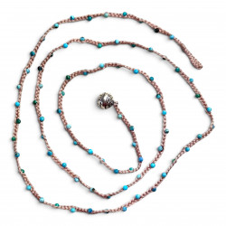 Collier Argent 925 et perles de turquoise facettées 45cm
