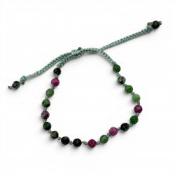 Faceted zoisite ruby beads bracelet