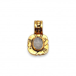 Pendentif Plaqué or 18k et quartz rose facetté