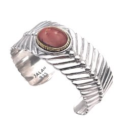 Silver and Brass bracelet with Mokaïte