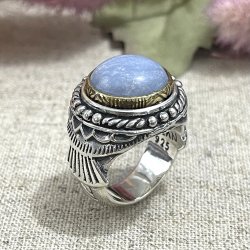 Silver and Brass Ring with Angelite