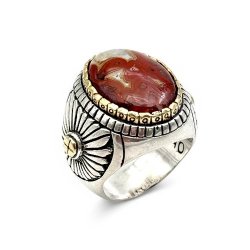 Silver and Brass Ring with Semi-Precious Stone