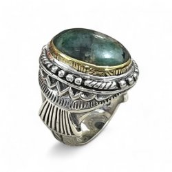 Silver and Brass Ring with Semi-Precious Stone