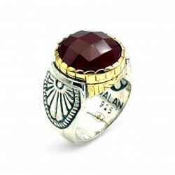 Silver and Brass Ring with Semi-Precious Stones