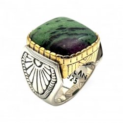 Silver and Brass Ring with Semi-Precious Stones