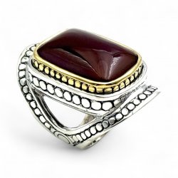 Silver and Brass Ring with Semi-Precious Stones