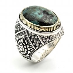 Silver & Brass ring with semi-precious stone