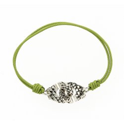 Silver & thread green handcuff Bracelet