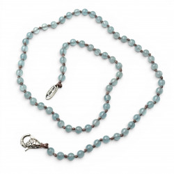 Sterling silver and aqua marina beads necklace 45cm